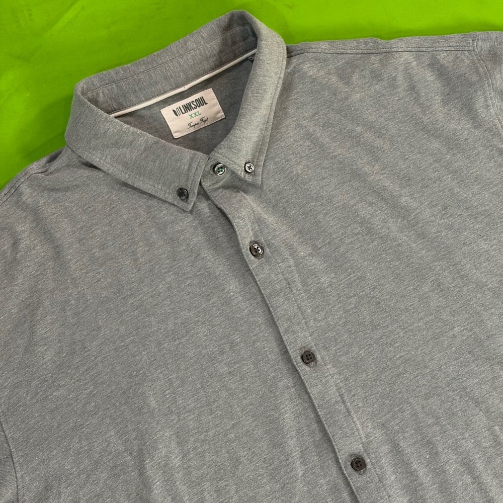 Linksoul Tempus Fugit Button Up Shirt Mens 2X Heather Gray Dry-Tek Stretch Golf